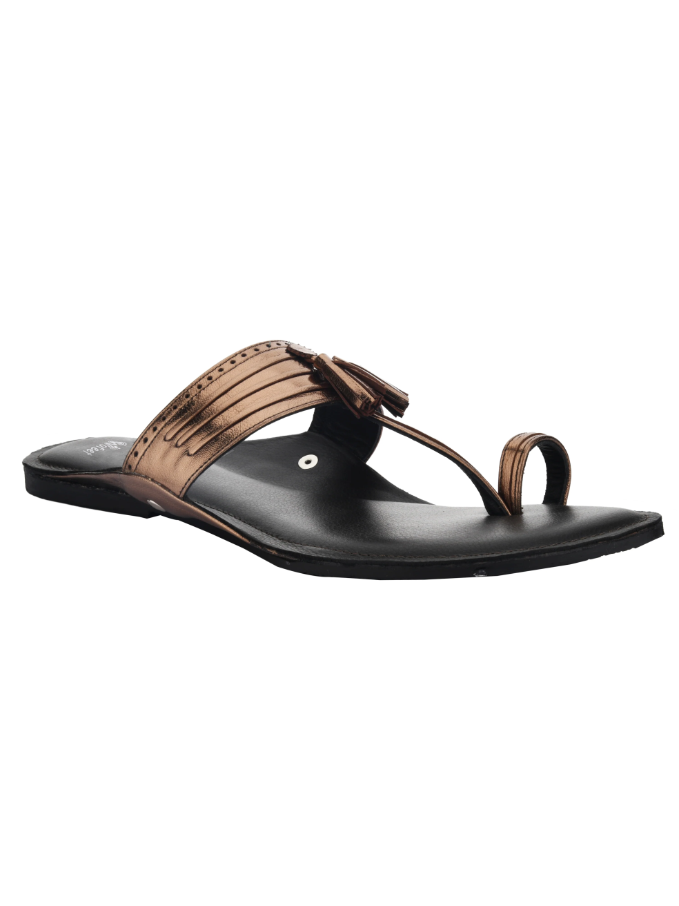 Bronze Kolhapuri Flats Sandals For Women - Image 4