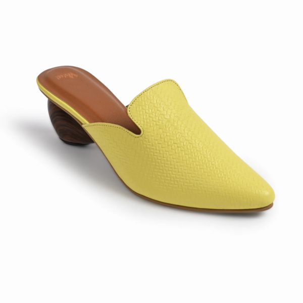 Cobble Yellow Mule Heels For Women - Image 4
