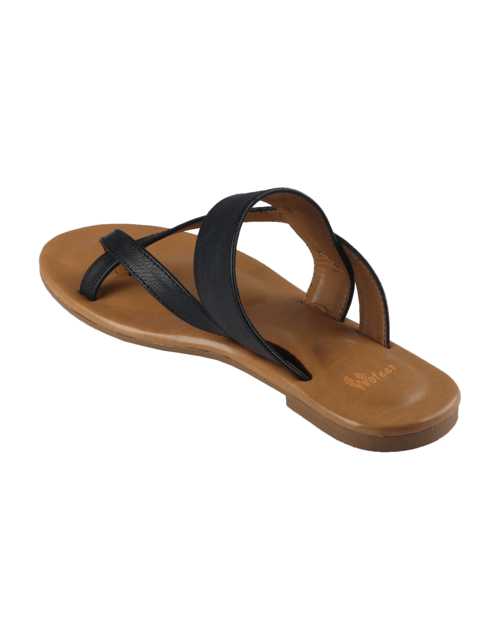 Genoa Black Flat Sandals For Women - Image 4