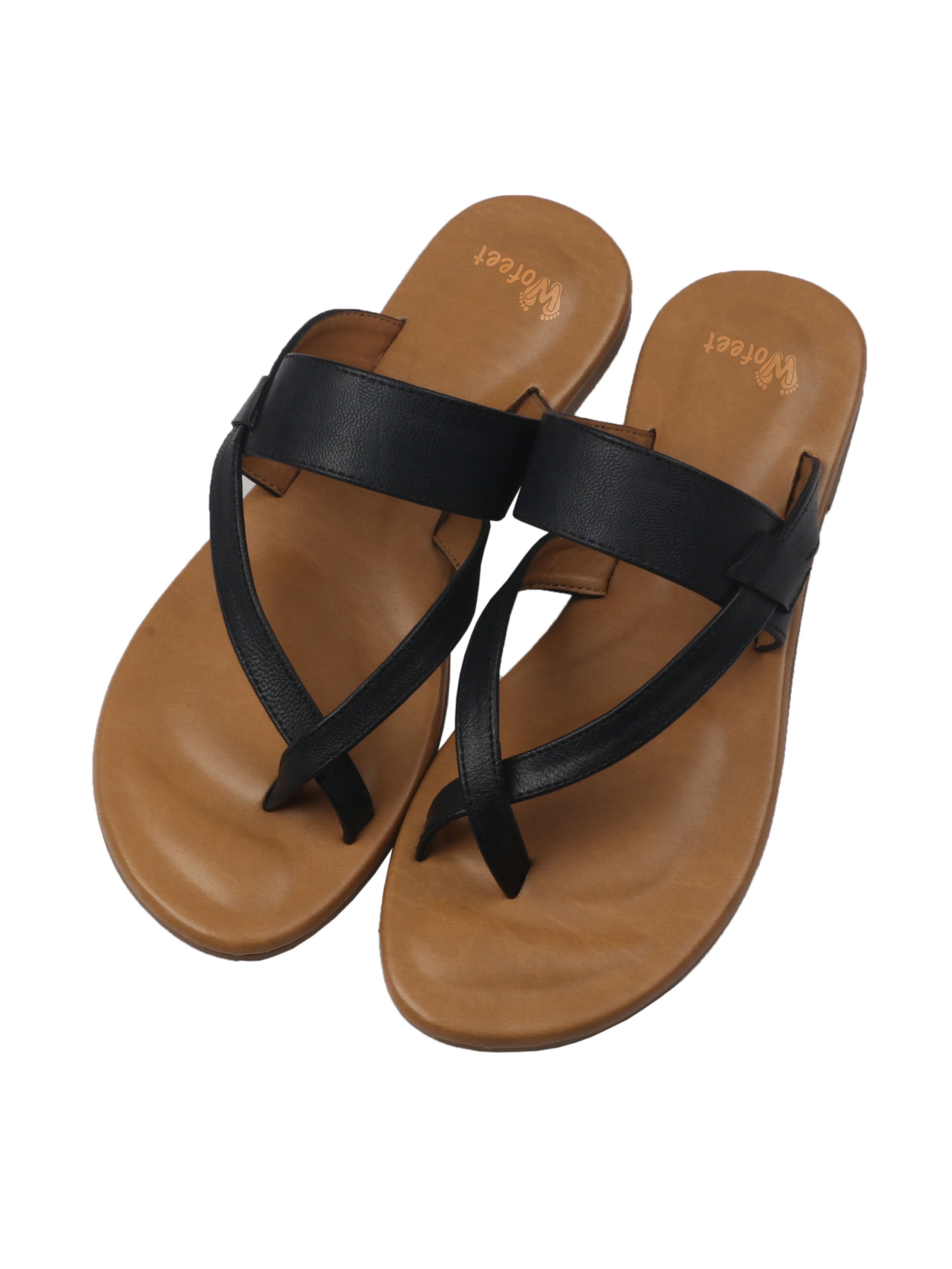 Genoa Black Flat Sandals For Women