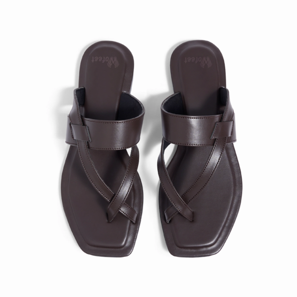 Genoa Brown Square Flat Sandals For Women - Image 2