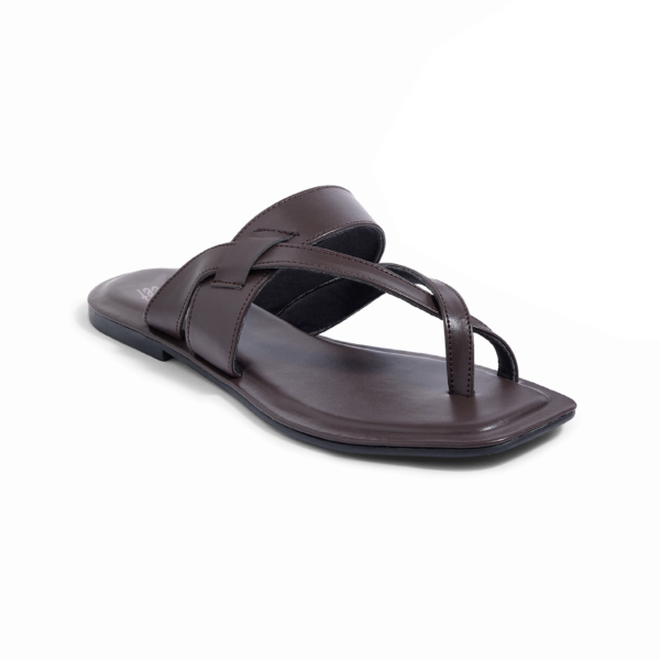 Genoa Brown Square Flat Sandals For Women - Image 3