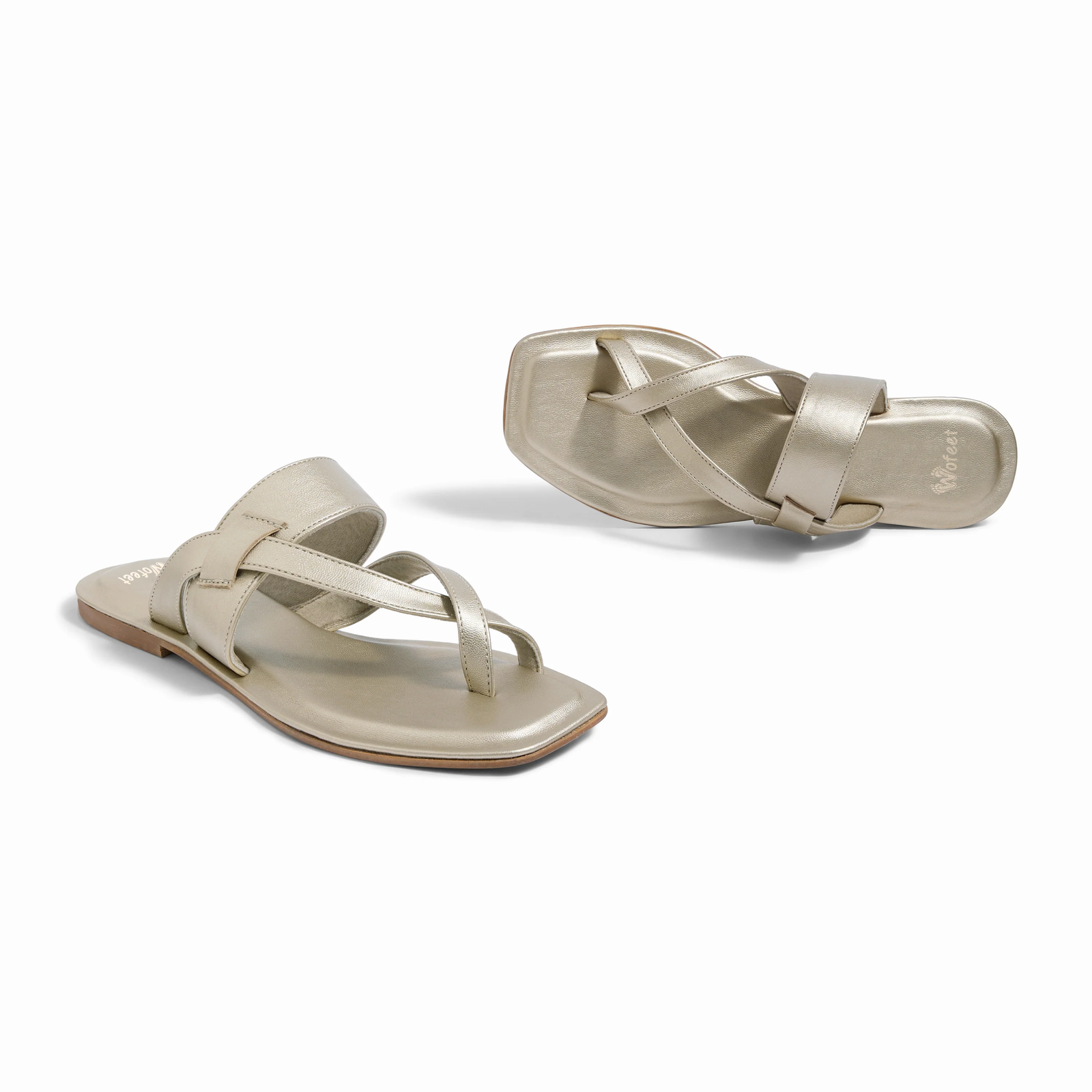 Genoa Gold Flat Sandals For Women - Image 2
