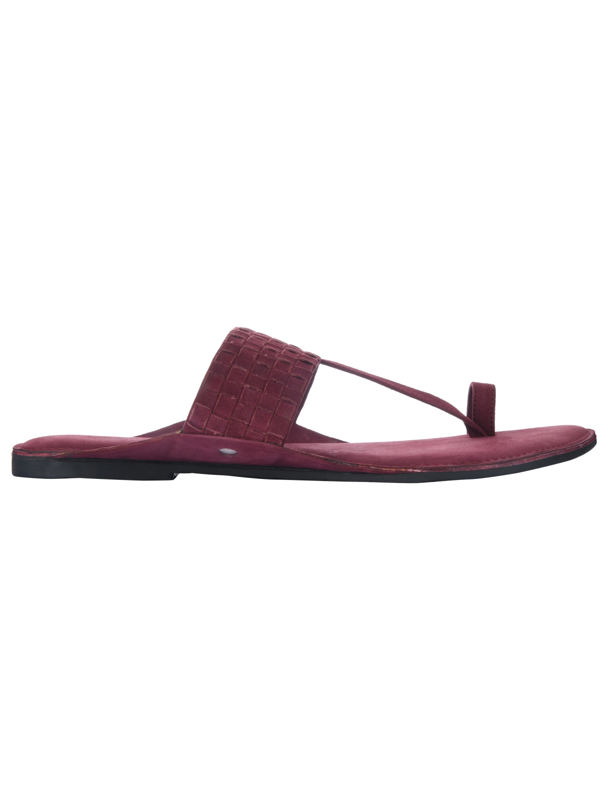 Maroon Suede Weave Kolhapuri Sandals For Women - Image 6