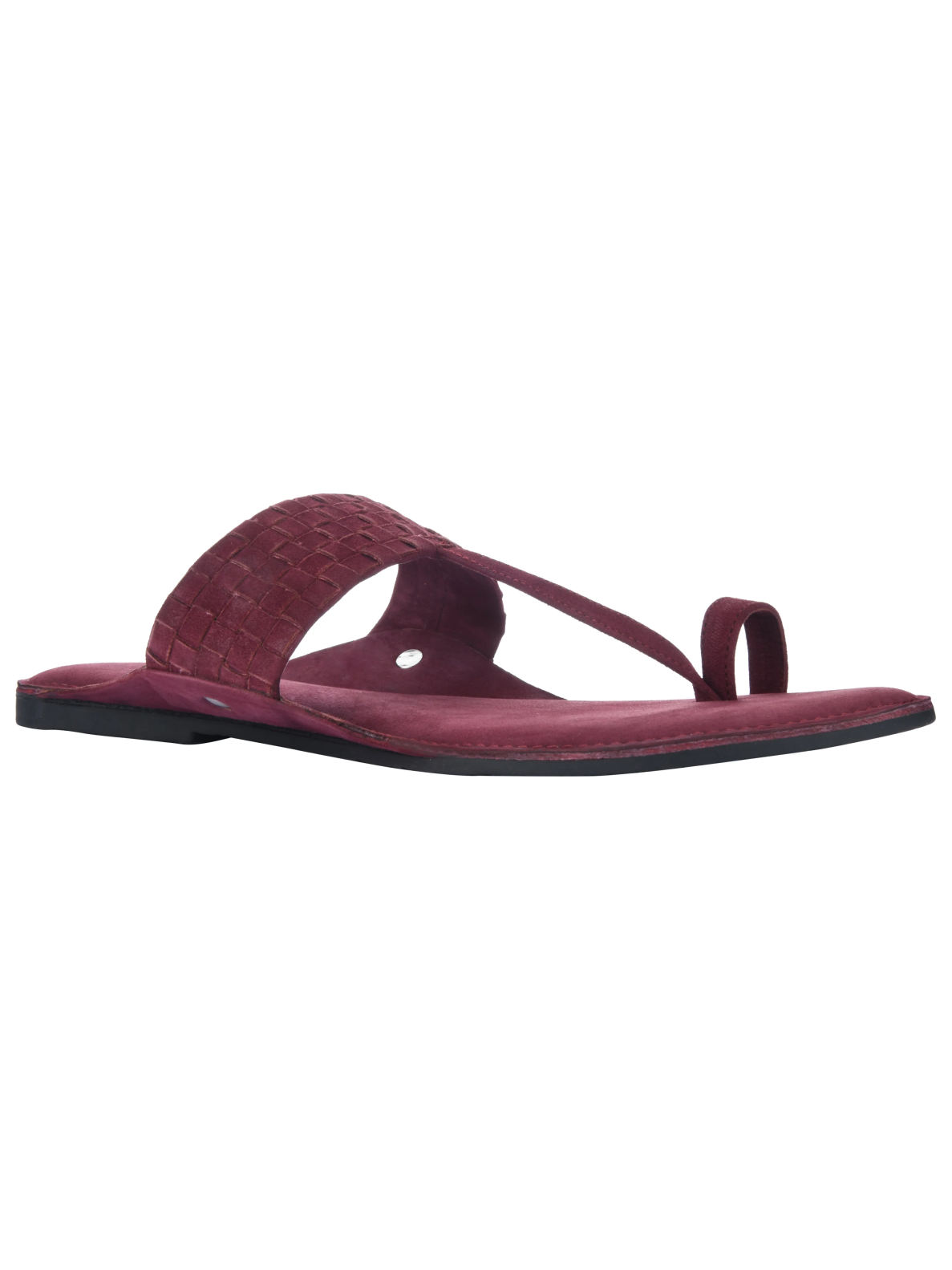Maroon Suede Weave Kolhapuri Sandals For Women - Image 5