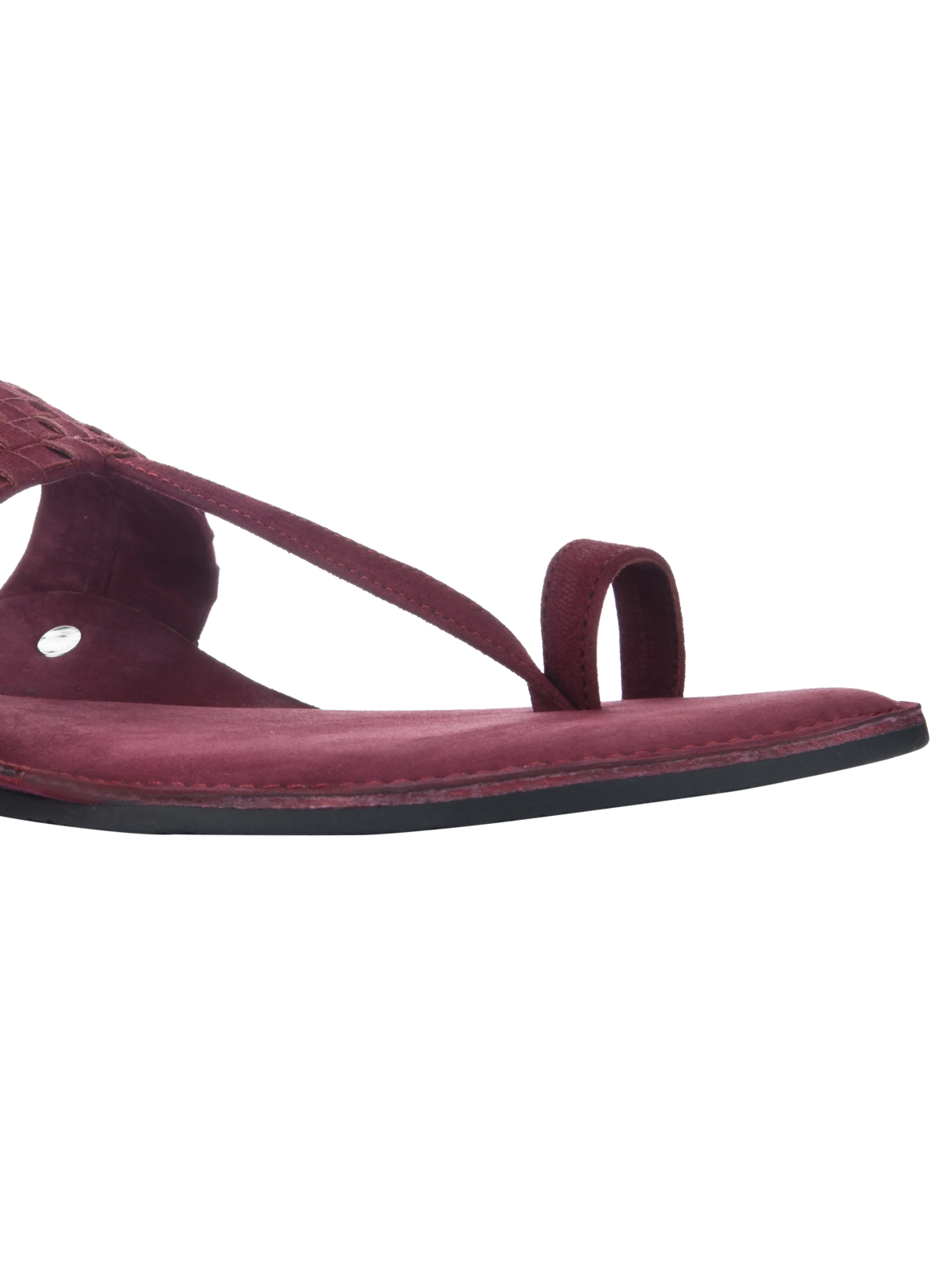 Maroon Suede Weave Kolhapuri Sandals For Women - Image 4