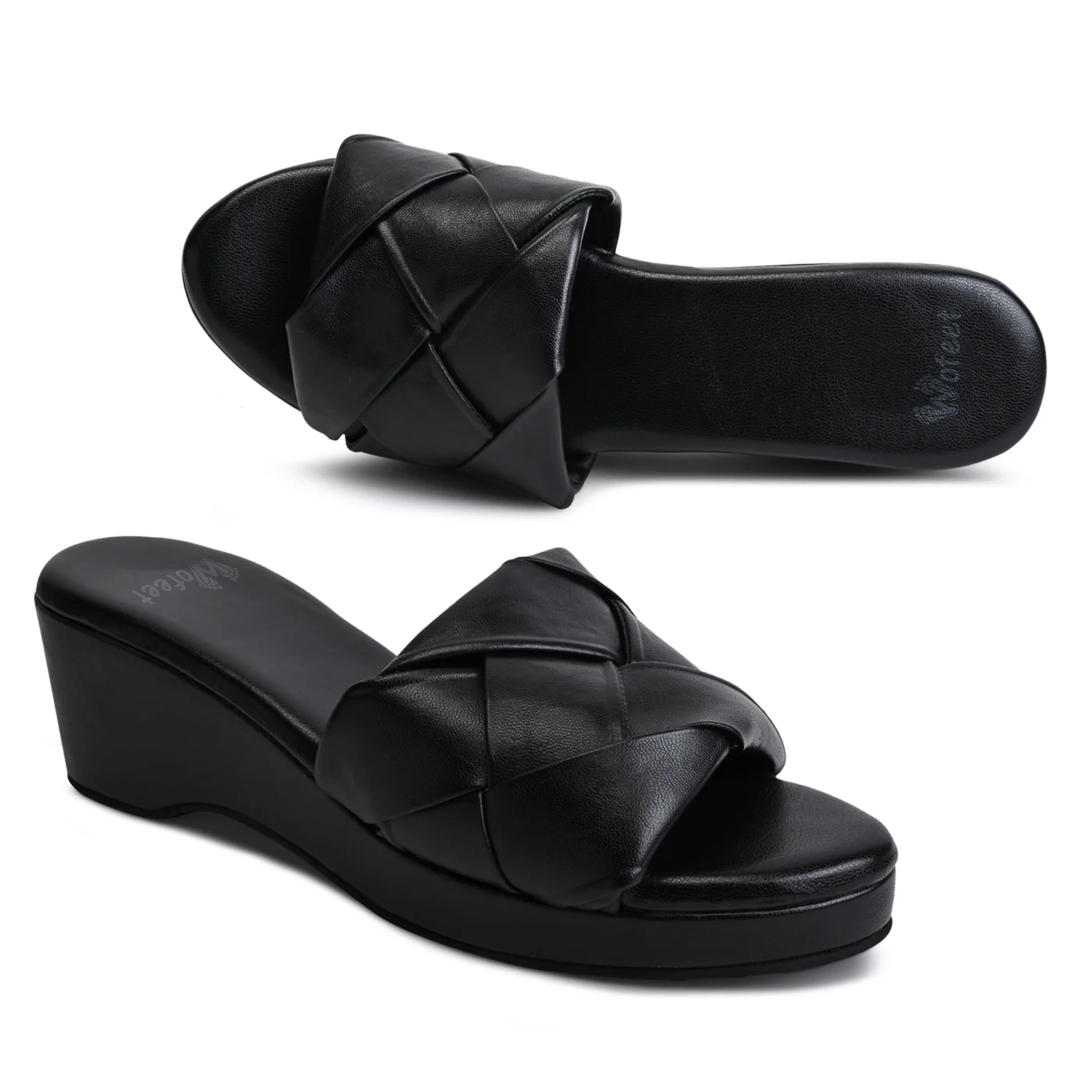 Messina Black Platform Sandals For Women - Image 2