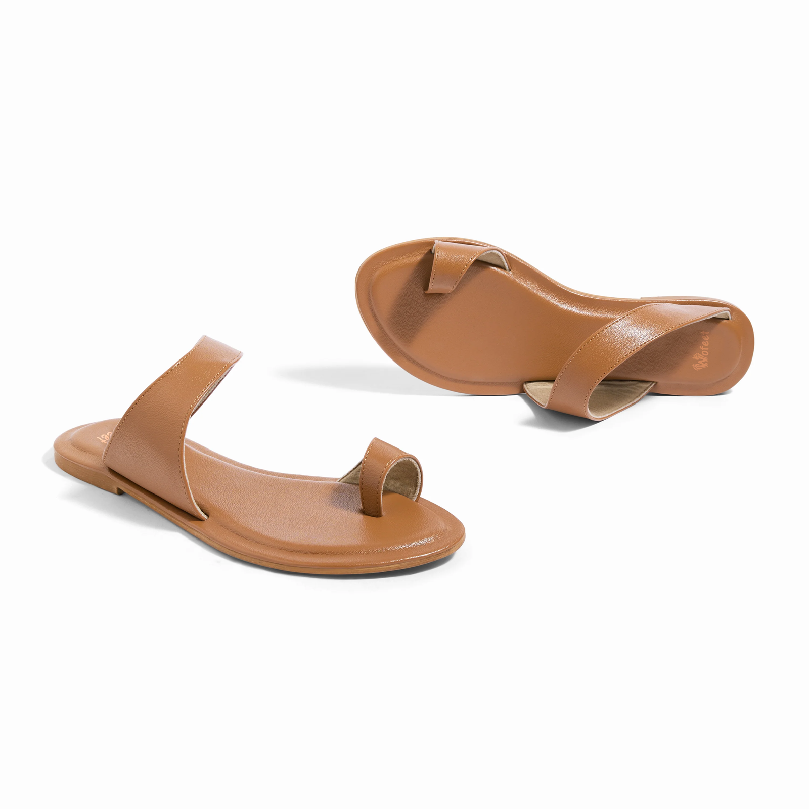 Pisa Tan Flat Sandals For Women - Image 2