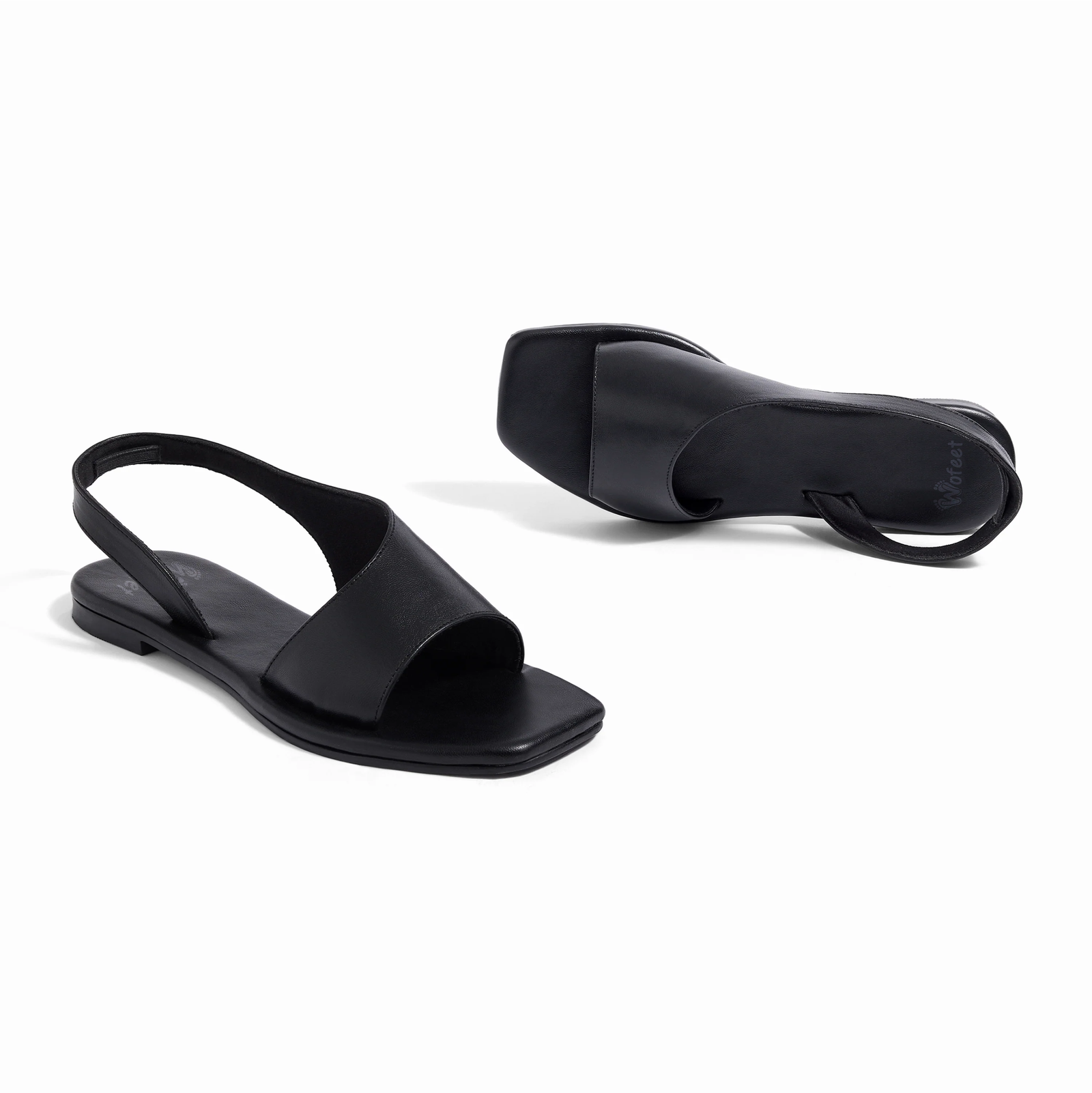 Turin Black Flat Sandals For Women - Image 2