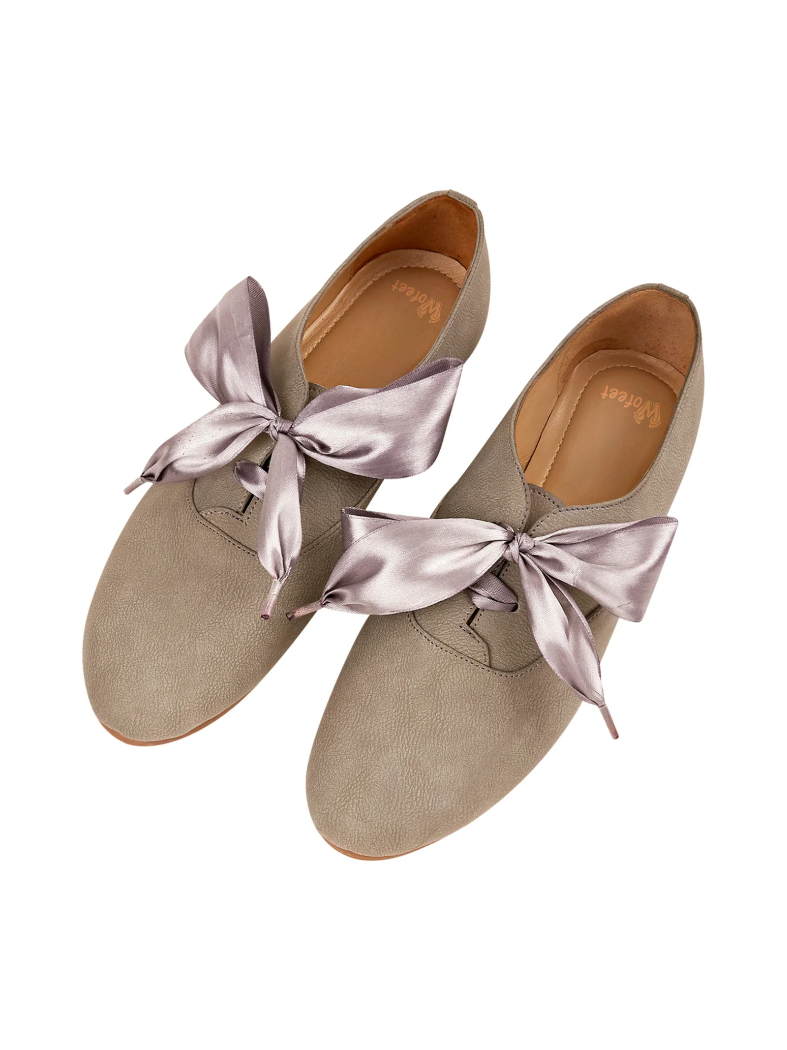Freya Grey Derby Shoes With Bow Laces For Women - Image 2
