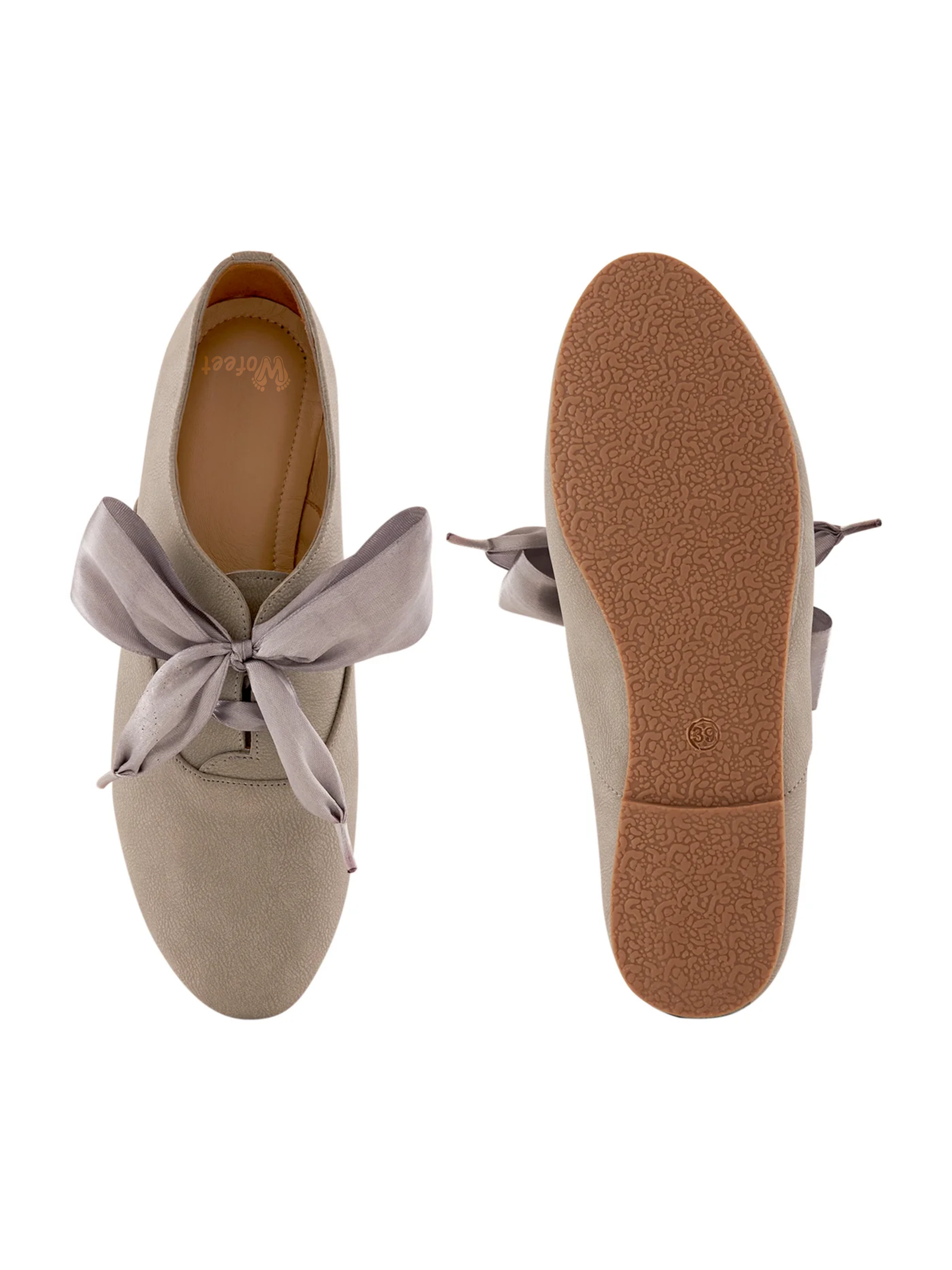 Freya Grey Derby Shoes With Bow Laces For Women - Image 3