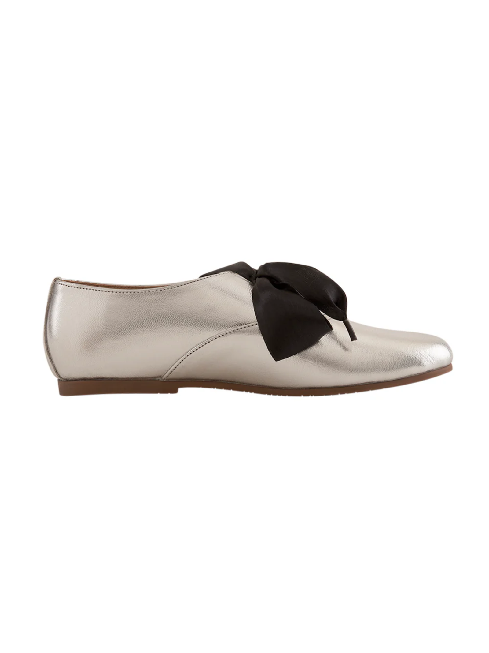 Freya Silver Derby Shoes With Bow Laces For Women - Image 4